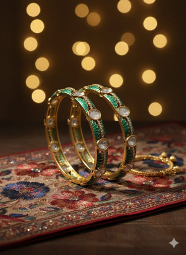Emerald Polki Bangle